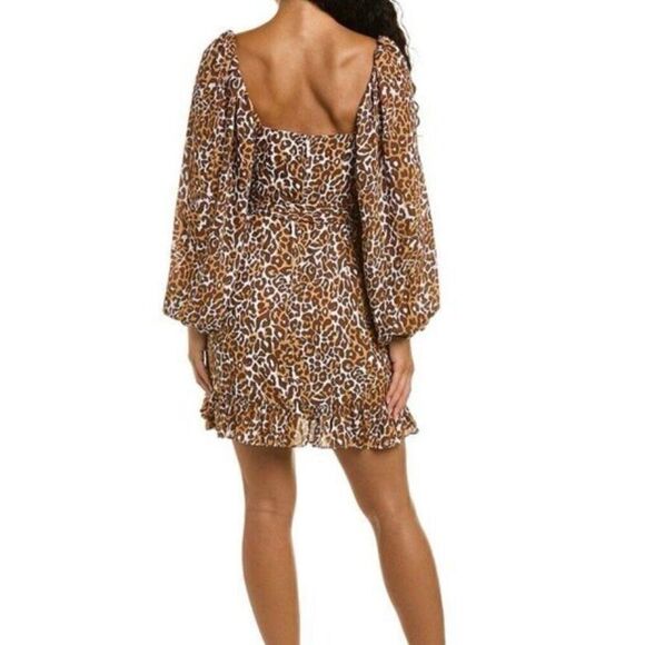 Lilly Pulitzer Lila Leopard Print Puff Sleeve Faux Wrap Ruffled Dress NWT Size 4 - Picture 3 of 9
